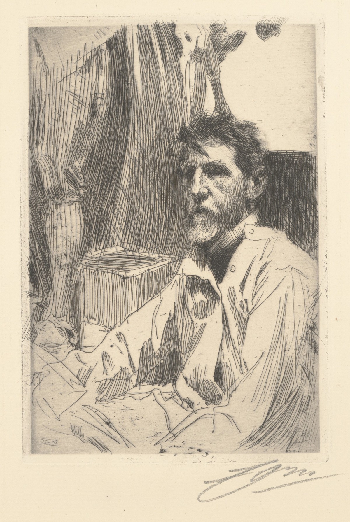 Anders Zorn Augustus Saint-Gaudens, 1897.
Etching,35.2x27.9 cm. The Metropolitan Museum of Art, New York City 
