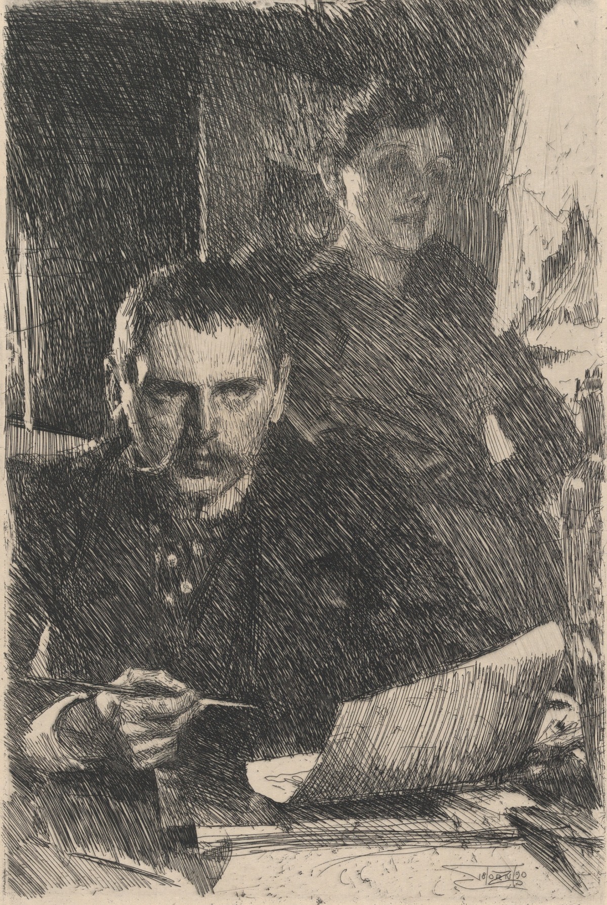Anders Zorn, Zorn and his Wife, 1890.
Etching, 48.2x34.2 cm.
